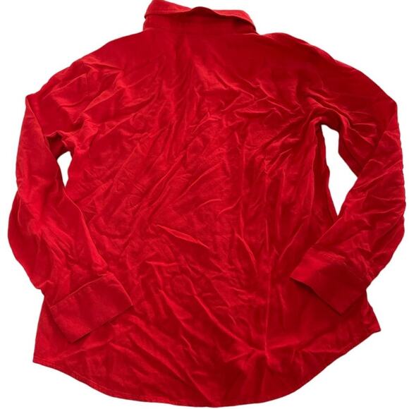 Sanctuary Shirt Womens Small Red Textured Button Down Career Pocket Front Anthro - Picture 3 of 8
